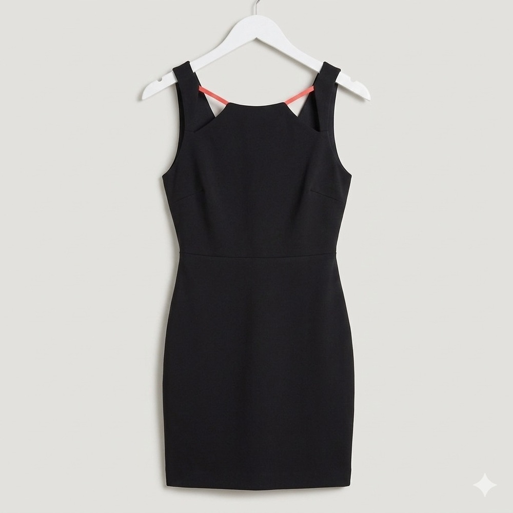 Zara Elegant Black Mini Dress with Red Highlights